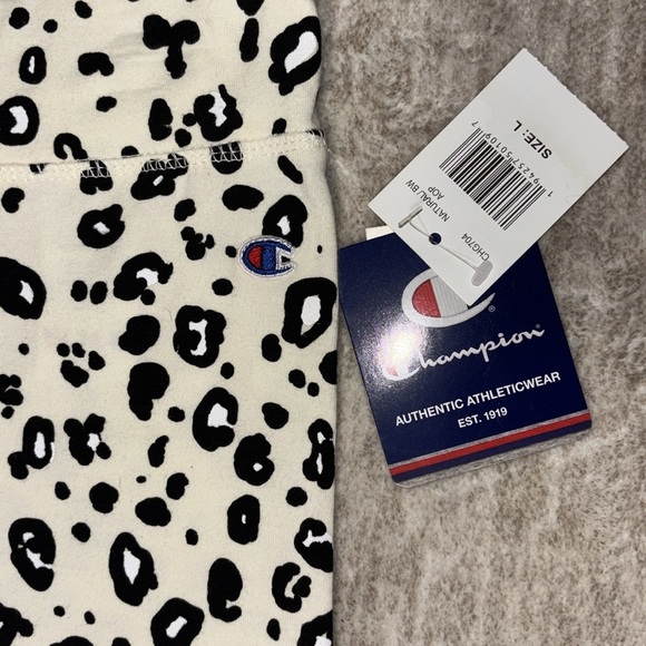 NWT Champion leggings girls sz large 11/12 animal print cheetah cream black - Picture 4 of 6